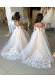 Ivory Ball Gown Sweetheart Chapel Train Long Sleeve Flower Girl Dress Essex