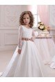 Ivory Ball Gown V-Neck Chapel Train Long Sleeve Flower Girl Dress Essex