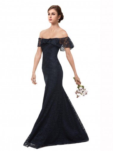 Off the Shoulder Long Lace Bridesmaid Dress / Prom Dress with Flutter Sleeves Essex