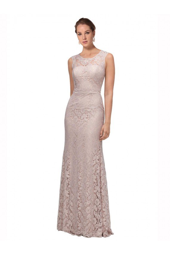 Long Sleeveless All Lace Bridesmaid Dress / Prom Dress with Scoop Neckline Essex
