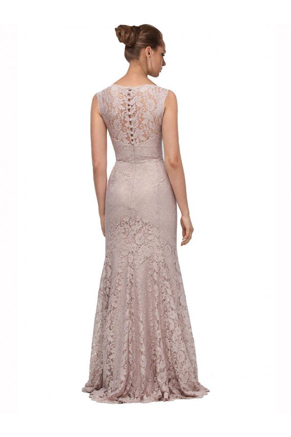 Long Sleeveless All Lace Bridesmaid Dress / Prom Dress with Scoop Neckline Essex