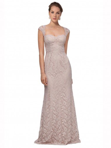Sweetheart Neckline Cap Sleeves Lace Bridesmaid Dress / Prom Dress with Twist Essex