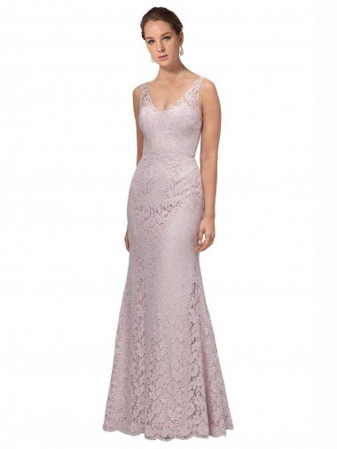 Lace V-Neckline Long Full Length Bridesmaid Dress / Prom Dress Essex