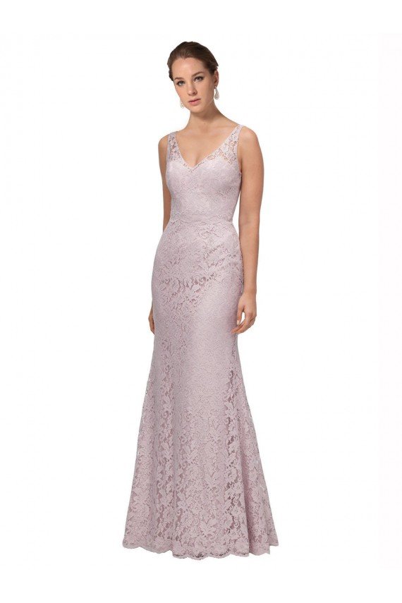Lace V-Neckline Long Full Length Bridesmaid Dress / Prom Dress Essex