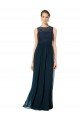 Long Chiffon Bridesmaid Dress with Lace Sleeveless Bodice and Keyhole Back Essex