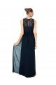 Long Chiffon Bridesmaid Dress with Lace Sleeveless Bodice and Keyhole Back Essex