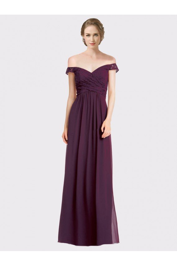 Sweetheart Long Bridesmaid Dress with Off the Shoulder Cap Sleeve Lace Bodice Essex