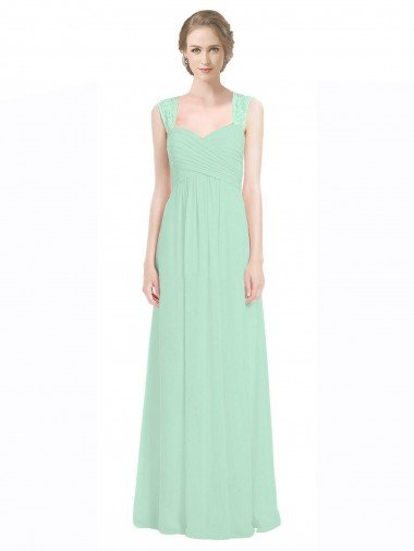 Sweetheart Chiffon Bridesmaid Dress with Lace Straps and Keyhole Back Essex
