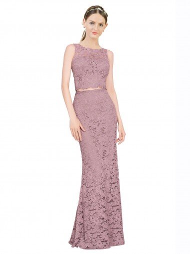 Sleeveless Crop Top High Neck Mermaid Lace Bridesmaid Dress / Prom Dress Essex