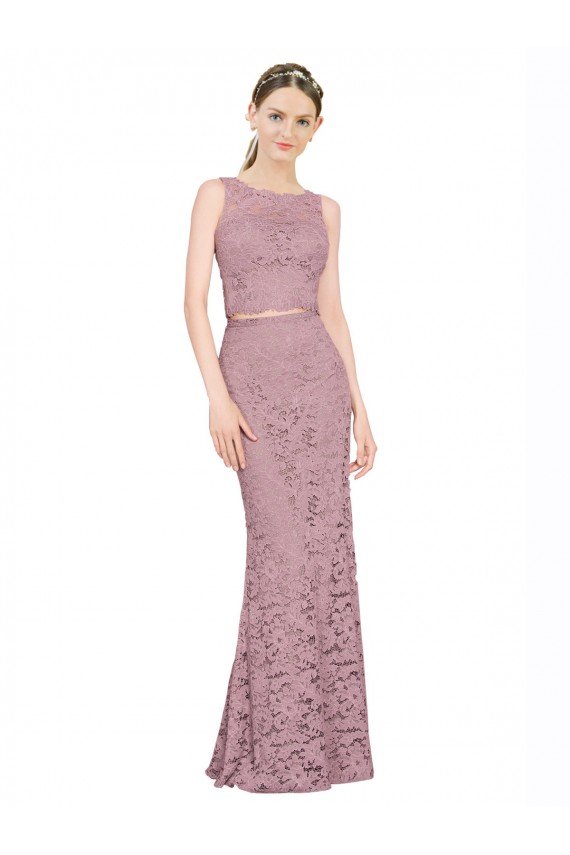 Sleeveless Crop Top High Neck Mermaid Lace Bridesmaid Dress / Prom Dress Essex