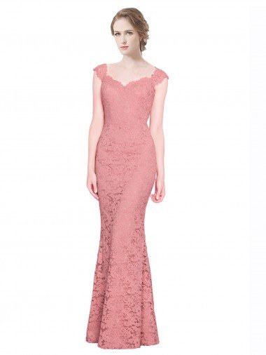 Sweetheart Mermaid Long Lace Bridesmaid Dress / Prom Dress with Wide Straps Essex