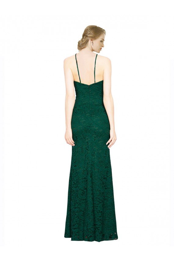 High Illusion Halter Neck Long Lace Bridesmaid Dress / Prom Dress Essex