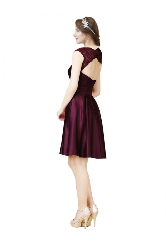 Short Knee Length Lace Cocktail Bridesmaid Dress with Square Neck Essex