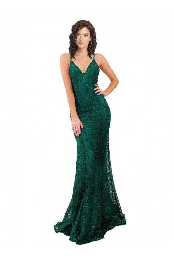 Black Tie Sleek Fishtail Shaped Long Lace Bridesmaid Dress / Prom Dress Essex