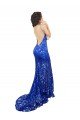 High Neck Long Open Back Lace Bridesmaid Dress / Prom Dress with Train Essex