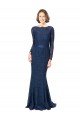 Long Sleeves Floor Length Vintage Lace Bridesmaid Dress with Deep V-Back Essex