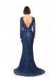 Long Sleeves Floor Length Vintage Lace Bridesmaid Dress with Deep V-Back Essex