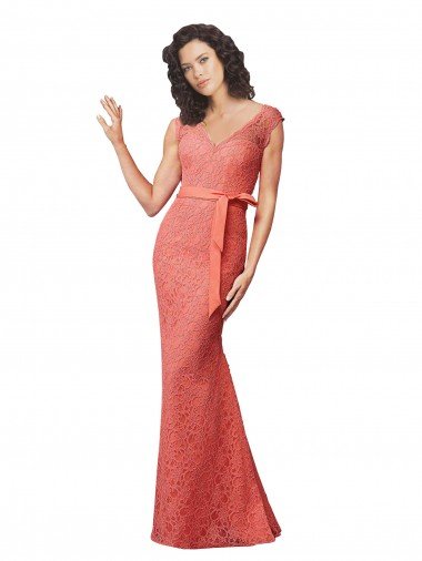 Mermaid Long V-Neck Lace Bridesmaid Dress with Open Back Essex