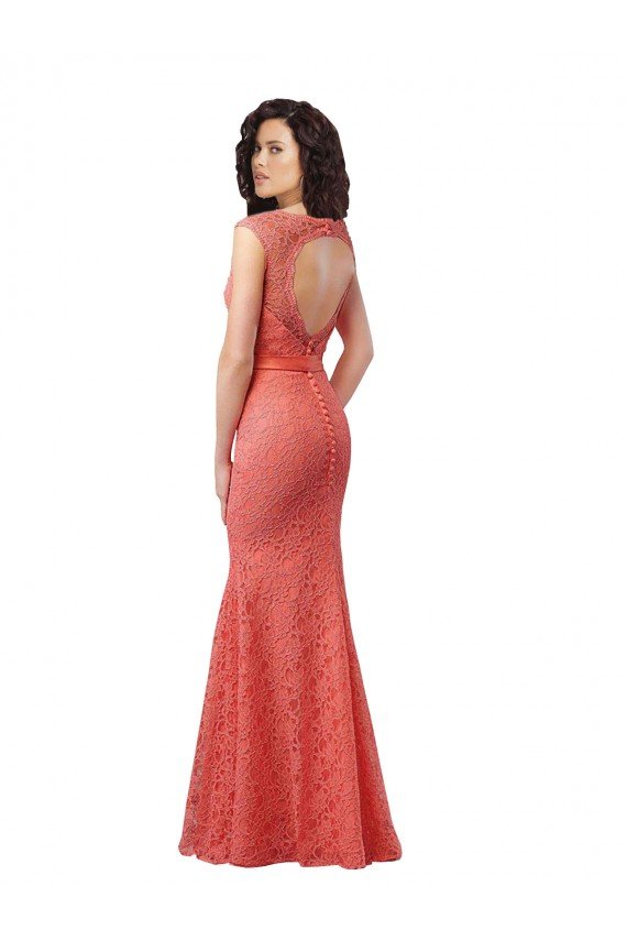 Mermaid Long V-Neck Lace Bridesmaid Dress with Open Back Essex