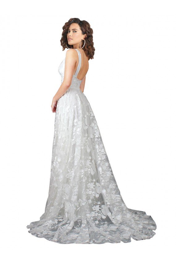Plunging V-Neckline Wedding Dress with Slit Essex