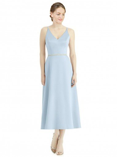 Short Tea Length V-Neck Satin Bridesmaid Dress Essex
