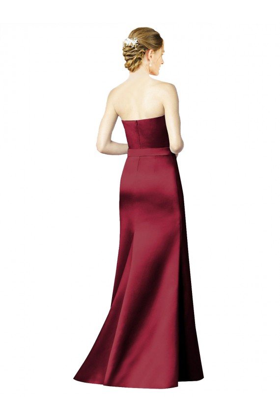 Strapless Satin Bridesmaid Dress with Asymmetrical Draped Bodice Essex