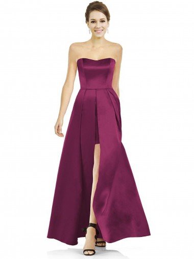 Full Length Strapless Long Satin Bridesmaid Dress with Sweetheart Neckline Essex
