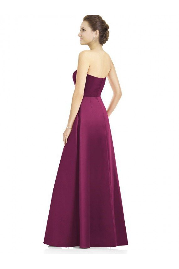 Full Length Strapless Long Satin Bridesmaid Dress with Sweetheart Neckline Essex