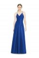 Full Pleated V-Neck Long Satin Bridesmaid Dress with Criss Cross Open Back Essex