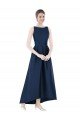 Full Length Sleeveless Long Satin Bridesmaid Dress with High Low Hem Detail Essex