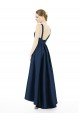 Full Length Sleeveless Long Satin Bridesmaid Dress with High Low Hem Detail Essex