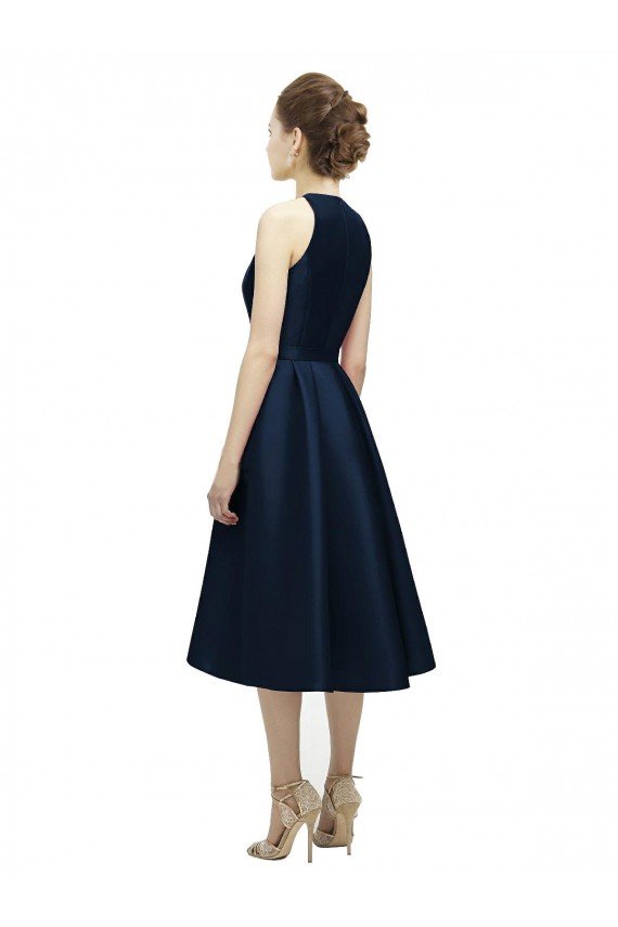 Halter Neck Short Tea Length Sleeveless Satin Bridesmaid Dress Essex