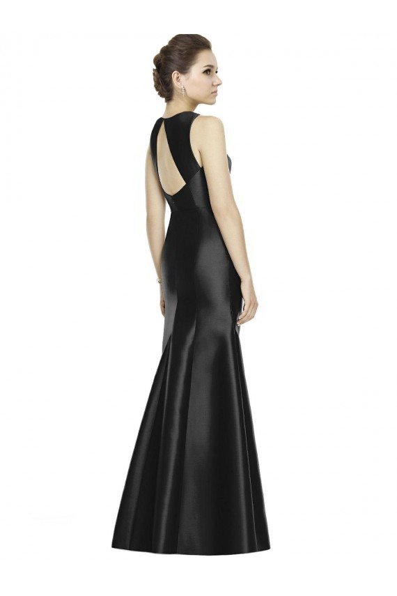Full Length Mermaid Long Satin Bridesmaid Dress with Keyhole Back Essex