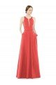 Sheer V-Neck Tulle Illusion Long Satin Bridesmaid Dress Essex