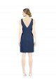 Deep V-Neck Short Knee Length Satin Cocktail Bridesmaid Dress with Slimming Pleats Essex