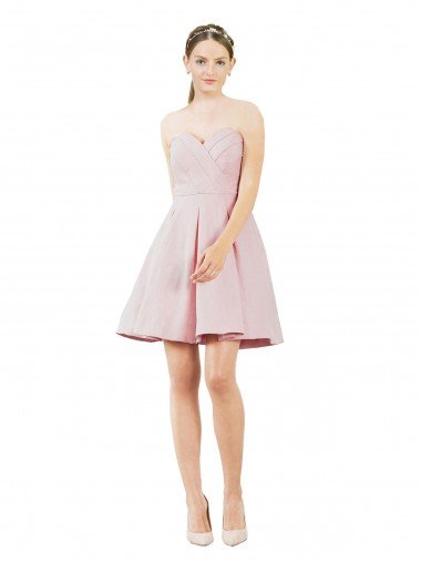 Short Knee Length Sweetheart Satin Cocktail Bridesmaid Dress Essex