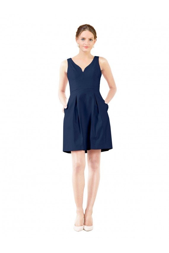 V-Neck A-Line Satin Cocktail Bridesmaid Dress with Pockets Essex