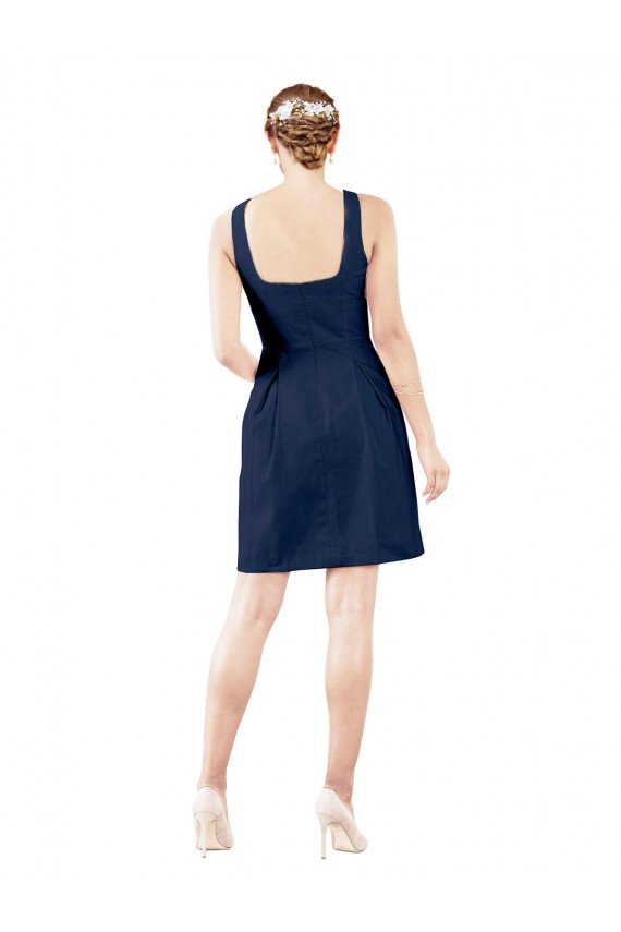 V-Neck A-Line Satin Cocktail Bridesmaid Dress with Pockets Essex