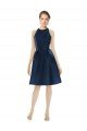 Short Halter Cocktail Length Luxe Satin Cocktail Bridesmaid Dress Essex