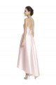 Long High-Low Halter Satin Bridesmaid Dress with Criss-Cross Back Essex