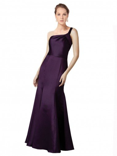 Long Ruched Neckline One Shoulder Satin Bridesmaid Dress / Prom Dress Essex