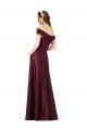 Long Off the Shoulder Formal Satin Bridesmaid Dress / Prom Dress with Thigh-high Slit Essex