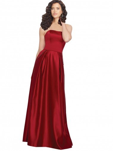Strapless Satin Bridesmaids Dress with Beaded Pocket and Soft Pleating Essex