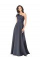 Rouched One Shoulder Floor Length Formal Satin Bridesmaid Dress / Prom Dress with Bow Essex