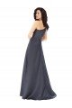 Rouched One Shoulder Floor Length Formal Satin Bridesmaid Dress / Prom Dress with Bow Essex