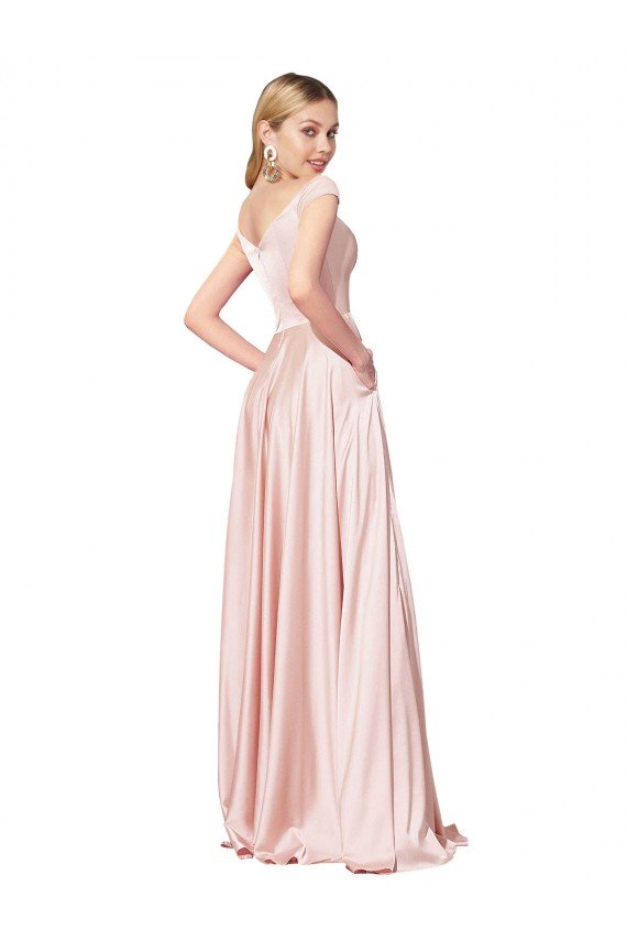 A-Line Off the Shoulder Sweetheart Formal Satin Bridesmaid Dress / Prom Dress Essex