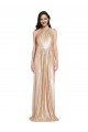 Floor Length Halter Neck Sparkling Formal Sequin Bridesmaid Dress / Prom Dress with Pleats Essex