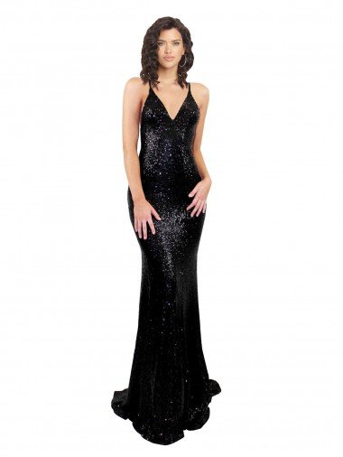 Sleek Fishtail Shaped Open Back Formal Sequin Bridesmaid Dress / Prom Dress Essex