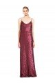 High Neck Halter Long Slim Formal Sequin Bridesmaid Dress / Prom Dress with V-Neck and Blouson Bodice Essex