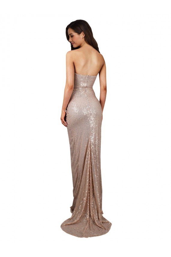 High Slit Scoop Neck Long Formal Sequin Bridesmaid Dress / Prom Dress Essex